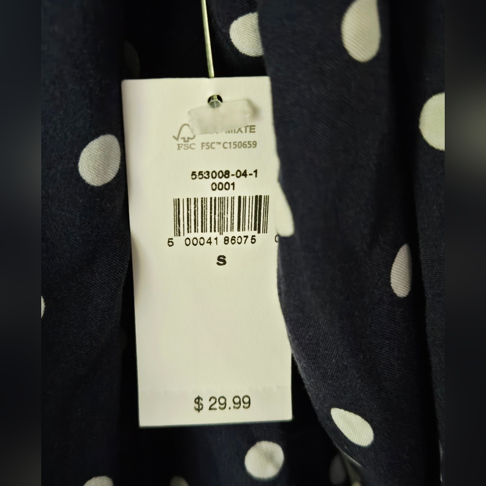 Old Navy Navy Polka Dot Popover Blouse XS NWT - Picture 7 of 9
